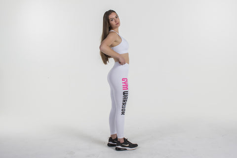 Training Leggings - White & Pink