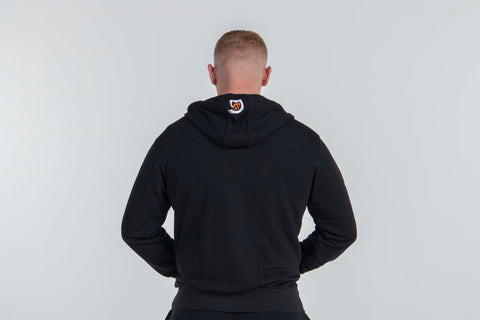 Embroidered Zip Hoody – Black & Orange