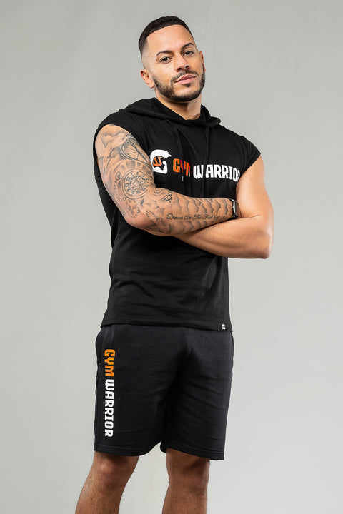 Sleeveless Hoody - Black & Orange