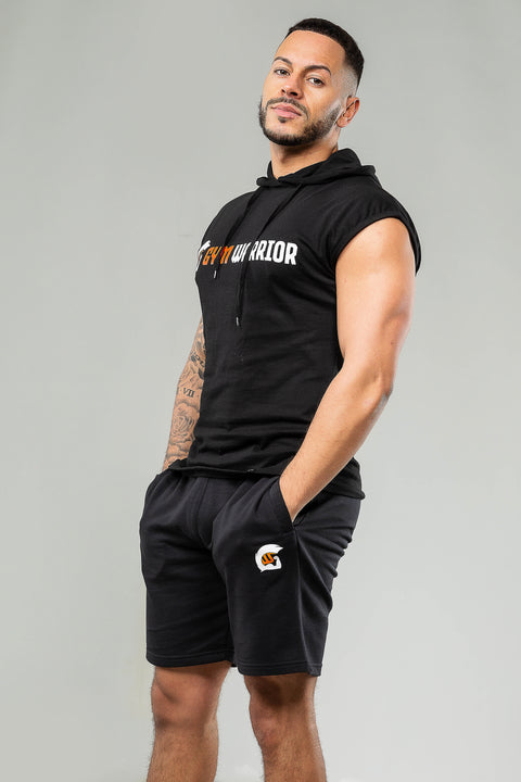 Sleeveless Hoody - Black & Orange